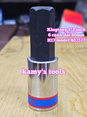 Tuýp lú đầu lục giác 1/2 inch dài 80mm Kingtony 4mm 5mm 6mm 7mm 8mm 9mm 10mm 11mm 12mm 14mm 17mm 19mm 403504 403505 403506 403507 403508 403510 403511 403512 403514 403517 403519