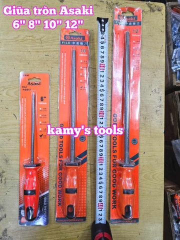 Dũa giũa tròn sắt kim loại Asaki 6 inch 8 inch 10 inch 12 inch AK-3760 AK-3761 AK-3762 AK-3763