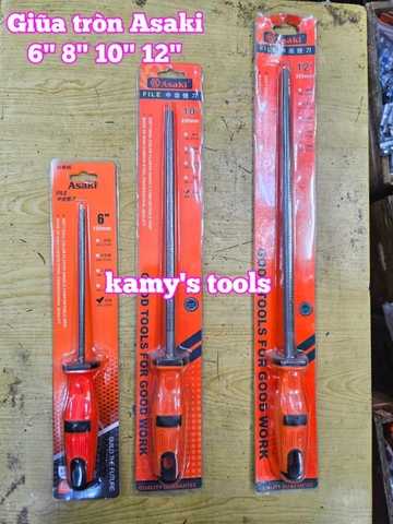 Dũa giũa tròn sắt kim loại Asaki 6 inch 8 inch 10 inch 12 inch AK-3760 AK-3761 AK-3762 AK-3763