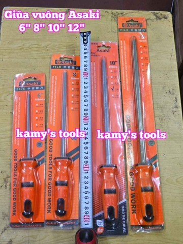 Dũa giũa vuông sắt kim loại Asaki 6 inch 8 inch 10 inch 12 inch AK-3755 AK-3756 AK-3757 AK-3758