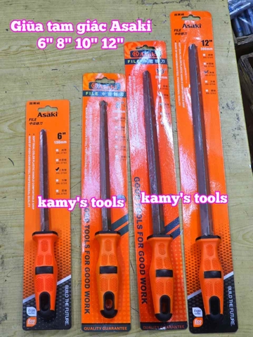 Dũa giũa tam giác sắt kim loại Asaki 6 inch 8 inch 10 inch 12 inch AK-3755 AK-3756 AK-3757 AK-3758