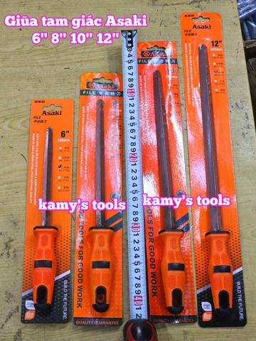 Dũa giũa tam giác sắt kim loại Asaki 6 inch 8 inch 10 inch 12 inch AK-3755 AK-3756 AK-3757 AK-3758