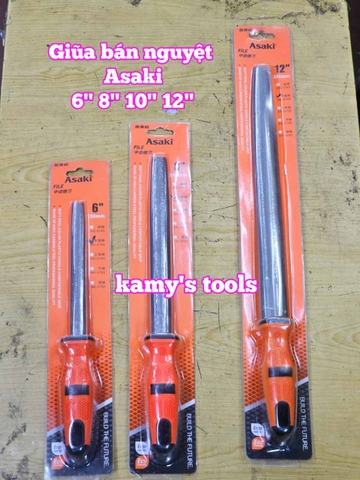 Dũa giũa bán nguyệt lòng mo sắt kim loại Asaki 6 inch 8 inch 10 inch 12 inch AK-3745 AK-3746 AK-3747 AK-3748