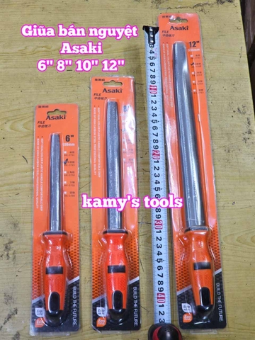 Dũa giũa bán nguyệt lòng mo sắt kim loại Asaki 6 inch 8 inch 10 inch 12 inch AK-3745 AK-3746 AK-3747 AK-3748