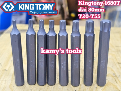 Mũi vít đóng đầu hoa thị bông 6 cạnh Kingtony T 168020, 168025, 168027, 168030, 168040, 168045, 168050, 168055 dài 80mm