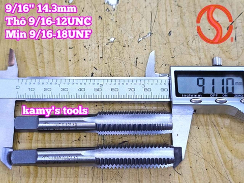 Bộ taro hệ inch tạo ren trong 9/16 inch (14.3mm) Shanghai bước ren thô và mịn 9/16-12 UNC 9/16-18 UNF