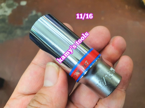 Đầu tuýp khẩu hệ inch trắng dài 63mm 12 cạnh 3/8 inch Kingtony 1/4 5/16 3/8 7/16 1/2 9/16 5/8 11/16 model 3230S