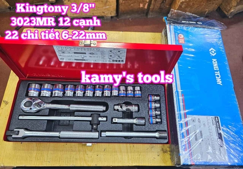 Bộ tuýp khẩu 3/8 inch 12 cạnh 6-22mm 22 chi tiết Kingtony 3023MR