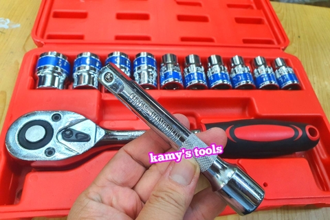 Bộ tuýp khẩu cần tự động có khúc nối 12 chi tiết 1/2 inch 8mm-24mm Tifone, bộ đồ nghề sửa chữa xe