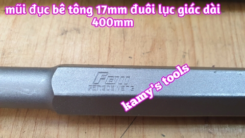 Mũi đục bê tông nhọn dẹp đuôi lục giác 17mm dài 400mm hiệu FOLL cao cấp