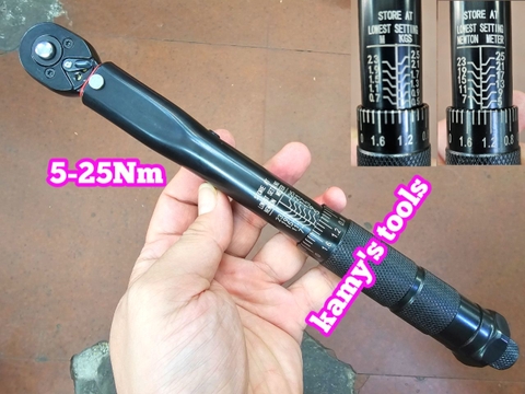 Cần siết lực chỉnh lực đen 1/4 inch 5-25Nm dài 265mm