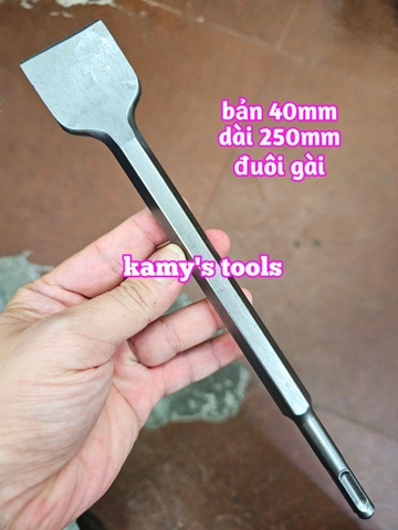Mũi đục bê tông dẹp bản 40mm 80mm đuôi gài đuôi lục giác dài 250mm 285mm Dannio