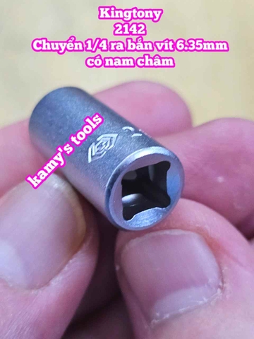 Đầu chuyển 1/4 inch sang bắn vít 6.35mm Kingtony model 2142 có nam châm