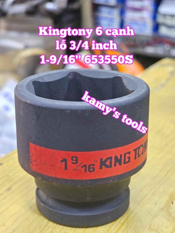 1-3/8 1-7/16 1-1/2 1-9/16 1-5/8 đầu tuýp khẩu lỗ 3/4 inch 6 cạnh Kingtony 653544S 653546S 653548S 653550S 653552S