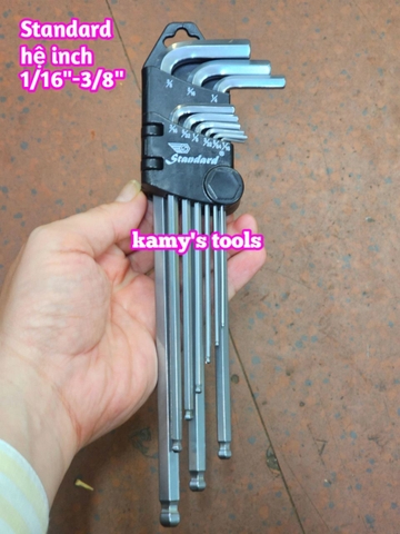 Bộ lục giác bi hệ inch 9 cây Standard 1/16-3/8 inch