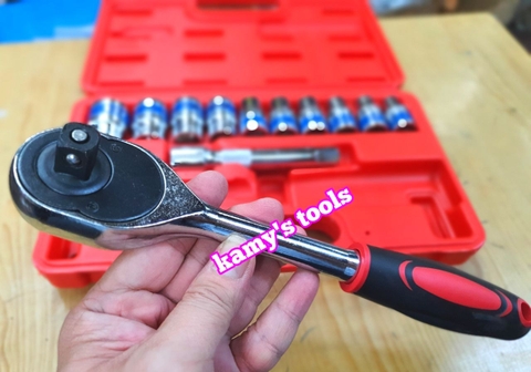 Bộ tuýp khẩu cần tự động có khúc nối 12 chi tiết 1/2 inch 8mm-24mm Tifone, bộ đồ nghề sửa chữa xe