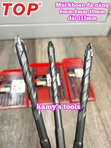 Mũi khoan đa năng 4 cạnh chuôi lục giác dài 115mm TOP 6mm 8mm 10mm LU-MKTOP-6 LU-MKTOP-8 LU-MKTOP-10 (BÁN LẺ 1 CÁI)