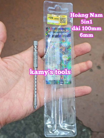 Mũi khoan đa năng bê tông sắt thép inox gỗ đá hoa cương dài 100mm Hoàng Nam 6mm 8mm 10mm