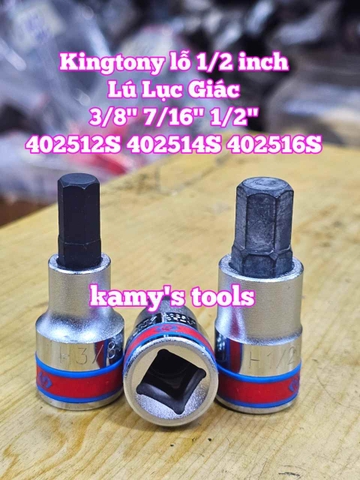 Tuýp lú đầu lục giác lỗ 1/2 inch Kingtony cỡ 3/8 inch 7/16 inch 1/2 inch dài 60mm model 402512S 402514S 402516S