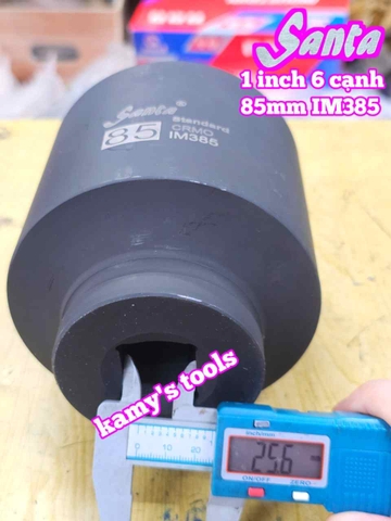 Đầu tuýp khẩu 1 inch Santa 6 cạnh thép Cr-Mo 85mm IM385