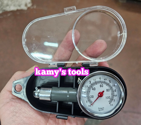 Đồng hồ đo áp suất lốp xe ô tô bánh xe gắn máy 7.5kg/cm2 nhỏ gọn bỏ túi kamytools