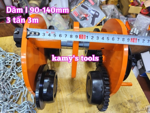 3 tấn 3m Rùa kéo pa lăng Nitto chạy dầm I 90mm-140mm GCL-3