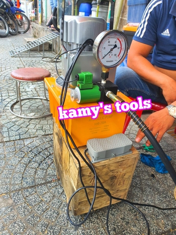 Bơm điện thủy lực có van từ HHB-700A 0.75kw 1 đường ống dầu đạp chân