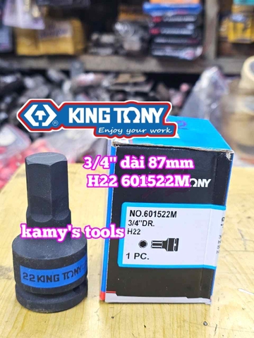 Đầu tuýp lú đầu lục giác 6 cạnh 3/4 inch Kingtony 14mm 17mm 19mm 22mm 601514M 601517M 601519M 601522M