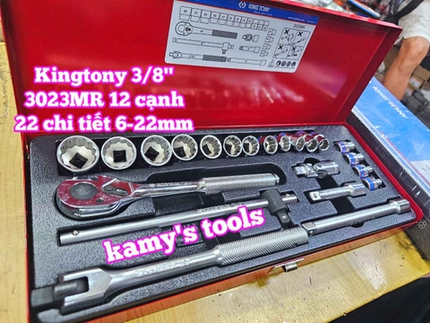 Bộ tuýp khẩu 3/8 inch 12 cạnh 6-22mm 22 chi tiết Kingtony 3023MR