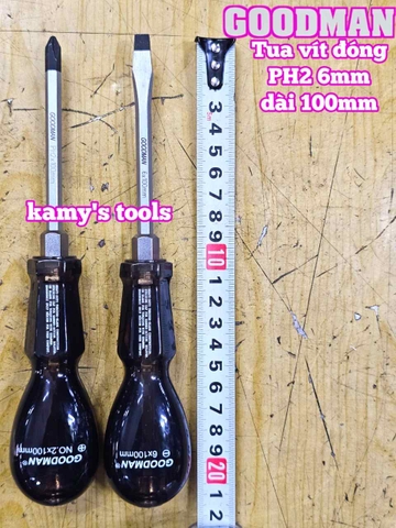 Tua vít đóng Goodman bake PH2 dẹp 6mm dài 100mm P98+6x100 P98-6x100