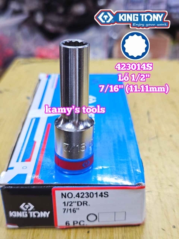 Đầu tuýp 1/2 inch hệ inch trắng dài 12 cạnh Kingtony 5/16 7/16 5/8 7/8 inch 423010S 423014S 423020S 423028S