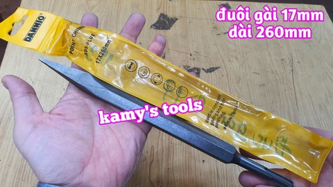 Mũi đục bê tông nhọn dẹp đuôi gài 4 rãnh 17mm dài 260mm Dannio