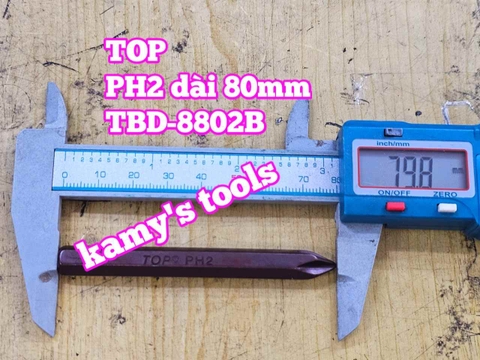 Mũi vít đóng bake 4 cạnh PH2 8mm 5/16 inch dài 80mm TOP model TBD-8802B