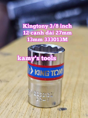 Đầu tuýp trắng 12 cạnh 3/8 inch dài 27mm Kingtony 11mm 12mm 13mm 14mm 15mm 333011M 333012M 333013M 333014M 333015M