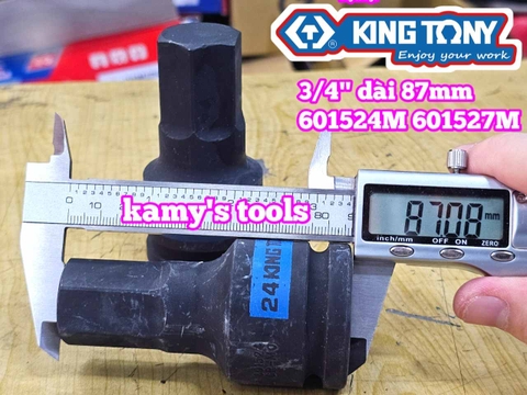 Đầu tuýp lú  đầu lục giác 6 cạnh 3/4 inch Kingtony 24mm 601524M 27mm 601527M