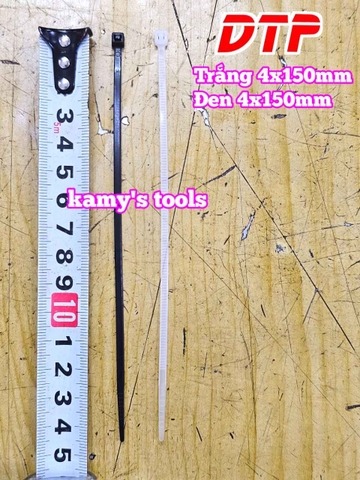 Dây rút dây thít nhựa màu đen trắng 4x150mm DTP-B26150 DTP-W26150 (1 bịch/100 sợi)