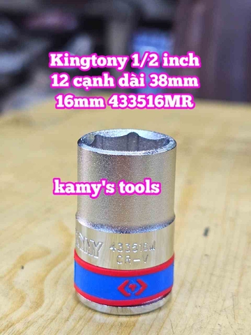Đầu tuýp ngắn 1/2 inch Kingtony lục giác 6 cạnh 13mm 14mm 15mm 16mm 17mm 433513MR 433514MR 433515MR 433516MR 433517MR