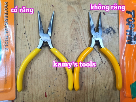 Kìm mũi nhọn có răng và không răng có lò xo 125mm, kìm nhọn