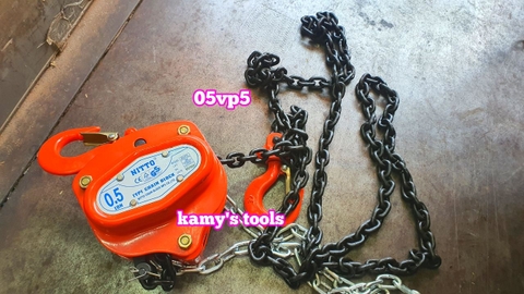Pa lăng xích kéo tay Nitto 0.5 tấn 500kg 3m (3 mét) 5m (5 mét) model 05VP5 chính hãng cao cấp