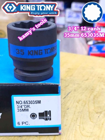 Tuýp 3/4 inch bông 12 cạnh đen Kingtony 33mm 34mm 35mm 38mm 41mm 653033M 653034M 653035M 653038M 653041M