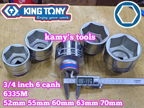 Đầu tuýp 3/4 inch 6 cạnh trắng Kingtony 52mm 55mm 60mm 63mm 70mm 633552M 633555M 633560M 633563M 633570M