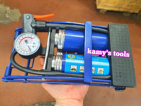 Bơm đạp chân, bơm xe máy, xe đạp 2 ống đường kính 55x120mm C-mart model L0002