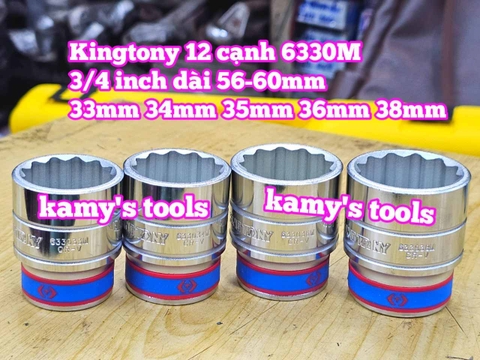 Tuýp 3/4 inch bông 12 cạnh trắng ngắn Kingtony 33mm 34mm 35mm 36mm 38mm 633033M 633034M 633035M 633036M 633038M