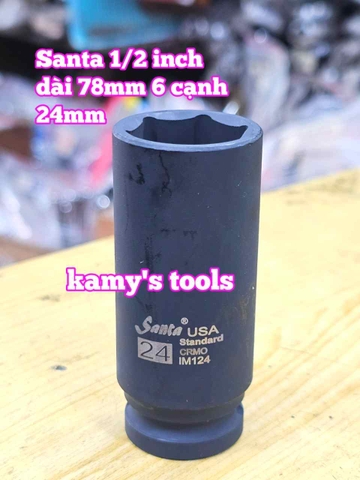 Đầu tuýp khẩu 1/2 inch đen dài lục giác 6 cạnh 78mm Santa 22mm 23mm 24mm 27mm 30mm IM122 IM123 IM124 IM127 IM130