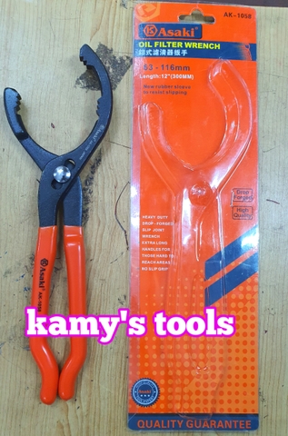 Kìm mở lọc nhớt Asaki AK-1058 dài 300mm mở 63-116mm