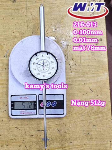 Đồng hồ so 0-100mm sai số 0.01mm WMT model 216-013 mặt 78mm thân thép cao cấp nặng 512g