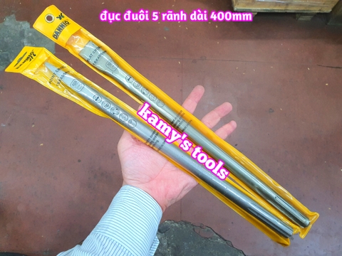 Mũi đục nhọn đục dẹp 18mm đuôi 5 rãnh SDS-Max dài 400mm Dannio