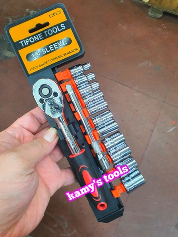 Bộ khẩu tuýp 1/4 inch cần tự động có khúc nối 13 chi tiết 4mm-14mm TIFONE