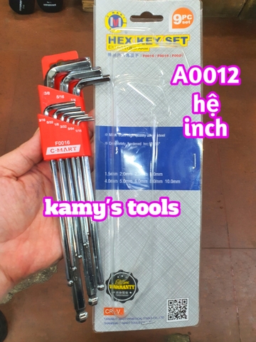 Bộ lục giác dài hệ inch C-mart 9 cây F0016