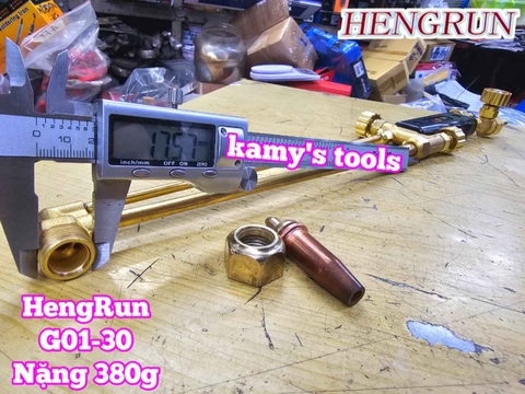 Tay cắt hơi oxy ga mỏ đèn cắt gió đá HengRun G01-30 nặng 380g dài 440mm